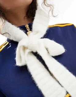 Monki Knitted Bonnet Tie Up Balaclava Hood In Off White For Women -Monki Shop 207022539 3