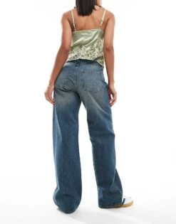 Monki Naoki Loose Fit Low Rise Jeans In Nikki Tinted Dark Wash Blue For Women Tinted Darkwash Blue -Monki Shop 207022559 3