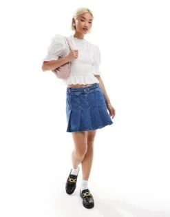 Monki Short Sleeve Shirred Top In White For Women -Monki Shop 207022567 3
