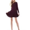 Monki Long Sleeve Mini Skater Dress In Burgundy For Women -Monki Shop 207022707 1 burgundy