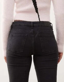Monki Kikki Comfort Stretch Low Rise Super Flared Jeans In Washed Black For Women -Monki Shop 207023231 4