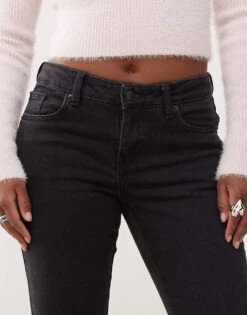 Monki Kikki Comfort Stretch Low Rise Super Flared Jeans In Washed Black For Women -Monki Shop 207023231 5