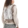 Monki Faux Fur Aviator Gilet With Shearling Trims In Distressed Silver For Women -Monki Shop 207067382 1 silver