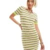 Monki Short Sleeve Midi Polo Knit Tennis Dress In Multi Stripe For Women
