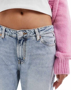 Monki Kiri Low Rise Loose Flare Jeans In Venice Midwash Blue For Women -Monki Shop 207106383 4