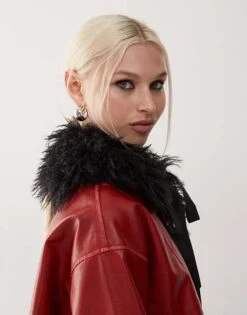 Monki Faux Fur Collar In Black For Women -Monki Shop 207123713 1 black 1