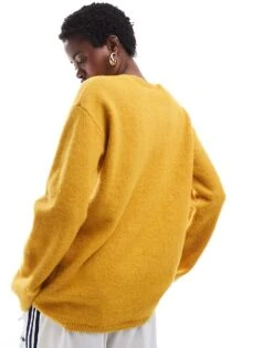 Monki Knit Bow Tie Up Cardigan In Yellow Melange For Women -Monki Shop 207123730 4