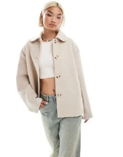 Monki Coat In Light Beige For Women