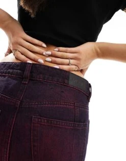 Monki Denim Column Maxi Skirt In Purple Overdye For Women -Monki Shop 207123890 3