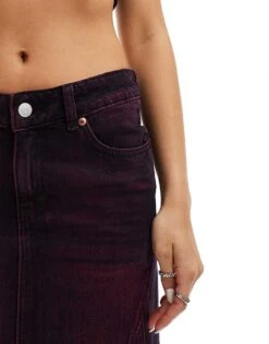 Monki Denim Column Maxi Skirt In Purple Overdye For Women -Monki Shop 207123890 5