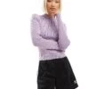 Monki Long Sleeve Knitted Two Tone Top In Pink And Purple For Women