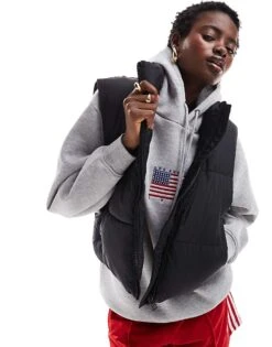 Monki Short Padded Gilet In Black For Women -Monki Shop 207123938 1 black 1