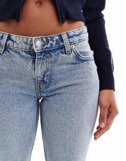 Monki Moop Low Rise Straight Leg Jeans In Mid Blue For Women -Monki Shop 207123956 5