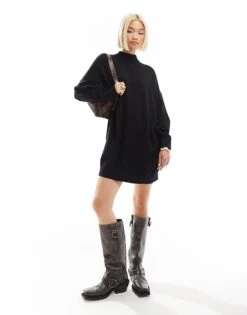 Monki Oversized Knitted Mini Dress In Black For Women -Monki Shop 207124105 1 black 1