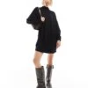 Monki Oversized Knitted Mini Dress In Black For Women -Monki Shop 207124105 1 black
