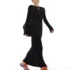 Monki Long Sleeve Knitted Slim Fit Maxi Dress In Black For Women
