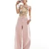 Monki Stud Flare Trousers In Pink For Women -Monki Shop 207124288 1 pink