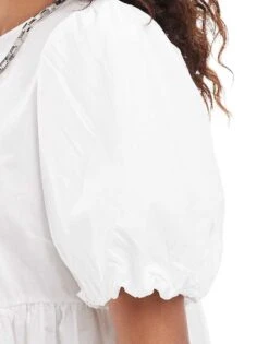 Monki Short Sleeve Smock Mini Dress In White For Women -Monki Shop 207128099 3