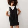 Monki Mini Cord Pinafore Dress In Black For Women