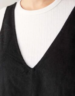 Monki Mini Cord Pinafore Dress In Black For Women -Monki Shop 207128159 3