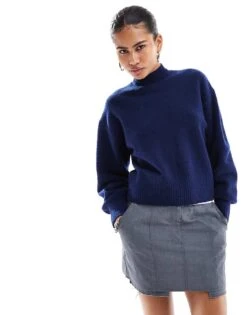 Monki Knitted Turtleneck Sweater In Indigo Blue For Women -Monki Shop 207128168 1 indigoblue 1