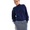 Monki Knitted Turtleneck Sweater In Indigo Blue For Women 2 Monki Knitted Turtleneck Sweater In Indigo Blue For Women -Monki Shop 207128168 1 indigoblue