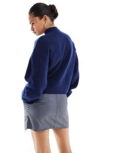 Monki Knitted Turtleneck Sweater In Indigo Blue For Women -Monki Shop 207128168 2