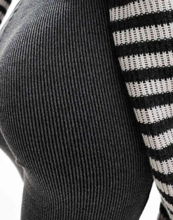 Monki Two-tone Rib Jersey Flare Leg Trousers In Black For Women -Monki Shop 207128274 5