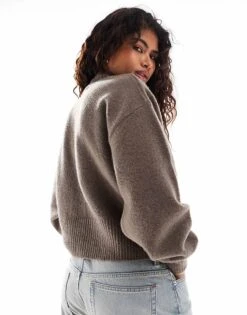 Monki Knitted Turtleneck Sweater In Mole For Women -Monki Shop 207128283 4