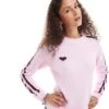 Monki Knitted Raglan Sleeve Sweater In Pink With Burgundy Contrast Jacquard Heart And Stripe For Women -Monki Shop 207130138 1 pink
