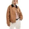 Monki Barn Jacket In Light Brown With Contrast Cord Collar For Women -Monki Shop 207130147 1 brown