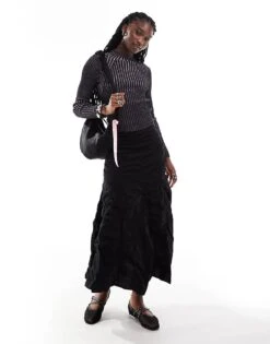 Monki Long Sleeve Knitted Two Tone Top In Black And Pink For Women -Monki Shop 207130513 3