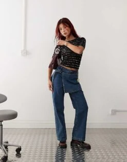 Monki Sheer Slim Fit T-shirt In Black Text Graphic For Women -Monki Shop 207317807 3