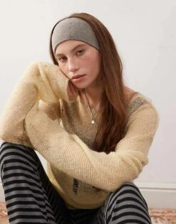 Monki Knitted Headband In Mole Beige For Women -Monki Shop 207317823 1 molebeige 1