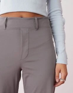 Monki Stretch Straight Leg Trousers With Pull-on Waist In Grey For Women Dark Grey -Monki Shop 207317989 3