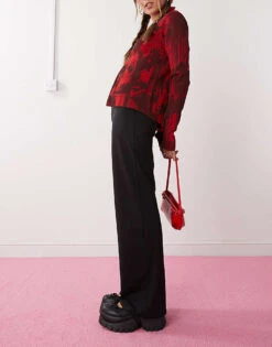 Monki Stretch Straight Leg Trousers With Pull-on Waist In Black For Women -Monki Shop 207317992 5