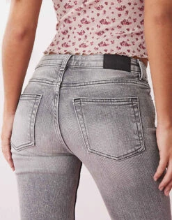 Monki Katsumi Low Waist Boot Cut Flare Jeans In Concrete Grey For Women -Monki Shop 207318010 4