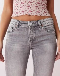 Monki Katsumi Low Waist Boot Cut Flare Jeans In Concrete Grey For Women -Monki Shop 207318010 5