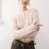 Monki Fluffy Knitted Cardigan In Light Dusty Pink For Women -Monki Shop 207318129 1 lightdustypink