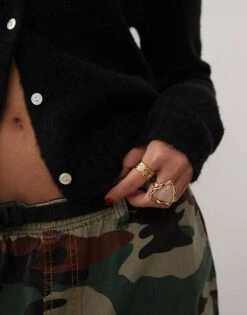 Monki Long Sleeve Slim Fit Fluffy Knit Button Front Cardigan With Puff Sleeve In Black For Women -Monki Shop 207318159 3