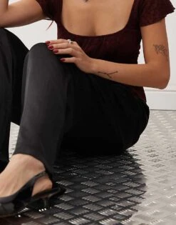 Monki Wide Leg Drawstring Satin Trousers In Black For Women -Monki Shop 207321615 4