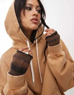 Monki Oversized Hoodie In Washed Camel For Women -Monki Shop 207321764 1 camel 1
