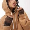 Monki Oversized Hoodie In Washed Camel For Women -Monki Shop 207321764 1 camel