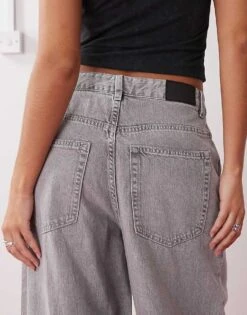 Monki Giga Ultra Loose Fit Low Rise Jeans In Concrete Grey For Women -Monki Shop 207321773 4