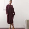 Monki Long Sleeve Knitted Midi Dress In Burgundy For Women -Monki Shop 207322870 1 burgundy