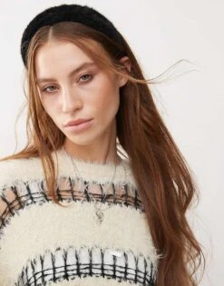 Monki Fur Headband In Black For Women