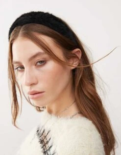 Monki Fur Headband In Black For Women -Monki Shop 207322887 4