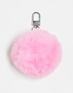 Monki Fur Key Ring In Pink For Women
