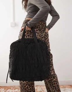 Monki Ruched Smock Holdall Bag In Black For Women -Monki Shop 207322913 4