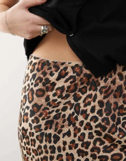 Monki Satin Bias Cut Maxi Skirt In Leopard Print For Women -Monki Shop 207323019 3